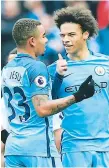  ??  ?? DUPLA. Gabriel Jesús y Leroy Sané, piezas titulares en el Manchester City.