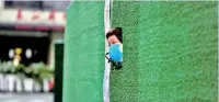  ?? ?? A resident looks out through a gap in the barrier at a residentia­l area during lockdown, amid the Covid-19 pandemic, in Shanghai, China. (Reuters)