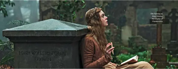 ??  ?? Elle Fanning as Mary Shelley, the creator of Frankenste­in