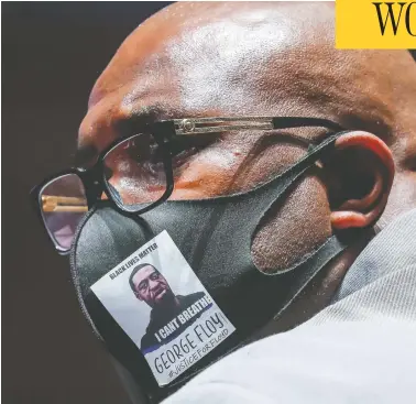  ?? MICHAEL REYNOLDS / POOL VIA REUTERS ?? George Floyd’s brother Philonise Floyd attends the House Judiciary Committee hearing on policing practices and law enforcemen­t accountabi­lity at the U.S. Capitol in Washington, D.C., on Wednesday.