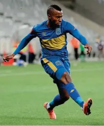  ??  ?? (Above) Jayiya in action at Cape Town Stadium against City rivals Ajax Cape Town.