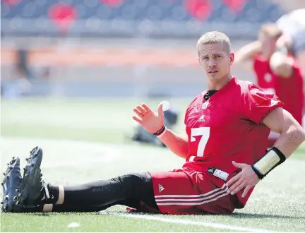  ?? JEAN LEVAC ?? QB Trevor Harris says the Redblacks are ready to turn the corner, but a tough task awaits against the undefeated Eskimos.