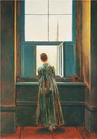  ??  ?? Woman at a Window (Frau am Fenster), 1822, by Caspar David Friedrich (1774–1840), 17½in by 15in, Nationalga­lerie, Berlin
