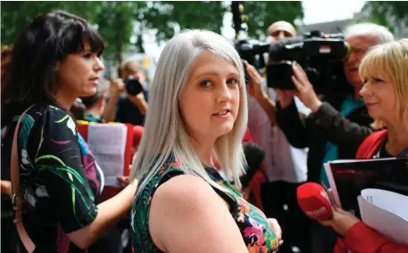  ??  ?? Activists Sarah Ewart (centre) and Grainne Teggart (left) outside court in London where the North’s abortion law was challenged
