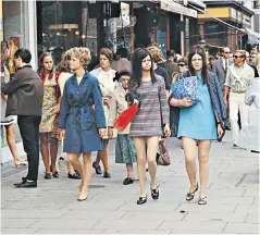  ??  ?? Swagger: Italian-born German actress, model and all-round icon Anita Pallenberg photograph­ed in 1968. Left, girls wearing mini dresses on the King’s Road during the summer of 1967