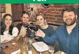  ?? ?? FOR
DRINK IT OVER: Emma Sofferman (above, from left), Margie O’Brien, Lexie Thomas and Devin Gately hit happy hour after work. Michael Nicosia (right) prefers not to socialize with colleagues.