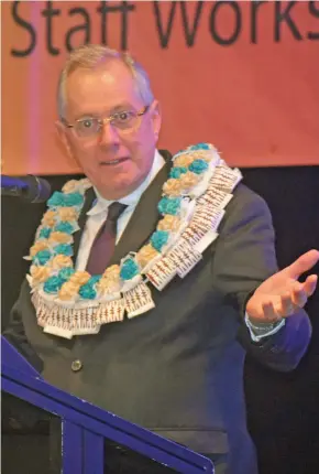  ?? Photo: Nicolette Chambers ?? Chief Justice Anthony Gates while speaking at the Legal Aid Commission 8th Annual National Corporate Staff Training at the InterConti­nental Fiji Golf Resort and Spa in Natadola on January 18.