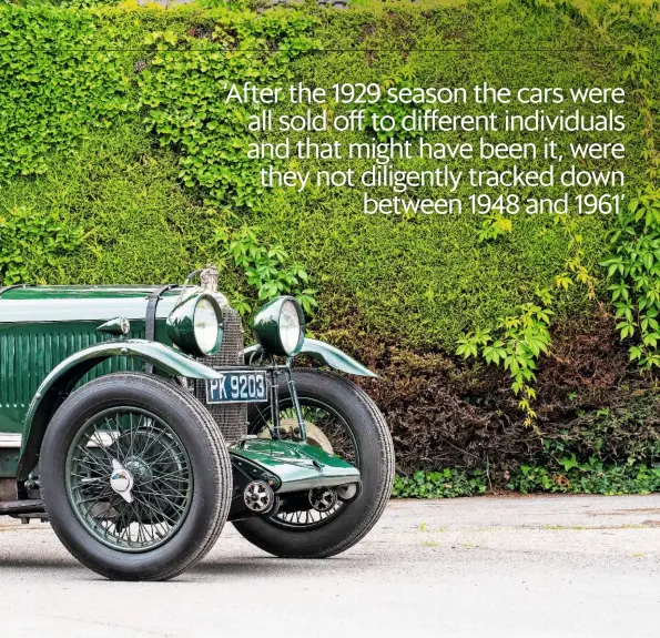  ??  ?? PK 9203 (above) is likely to fetch the most of the quartet, having run at Le Mans. Below, all four Lagondas lined up at the 1929 Brooklands Double Twelve