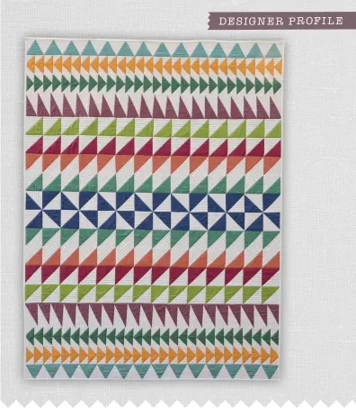  ??  ?? The vibrant Triangle's Quilt from Ellen's 1,2,3 Quilt book uses four different triangle types!