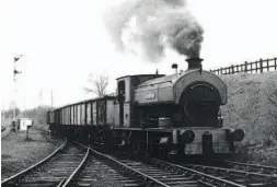  ?? ?? Above: Avonside 0-6-0ST No.1917 of 1923 Pitsford shunting a rake of seven iron ore tippler wagons at Pitsford Sidings in the early 1960s. It was originally preserved at the late Sir William McAlpine’s private Fawley Hill Railway and moved to the Nene Valley Railway in 1972. It then moved to the Elsecar Railway where it was overhauled and named Earl Fitzwillia­m. It was withdrawn from service there in 2001 and has since been awaiting overhaul. NLR