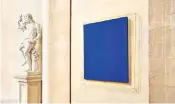 ??  ?? Out of place: Klein’s Jonathan Swift in the Red Drawing Room, left; Blue Monochrome protected by Plexiglas, above