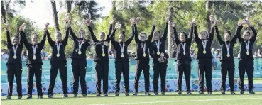  ?? PHOTO: GETTY IMAGES ?? Baby Ferns players pose with their gold medals after beating France in the women’s sevens final at the youth Olympic Games at Club Atletico San Isidro Sede La Boya in Buenos Aires yesterday.