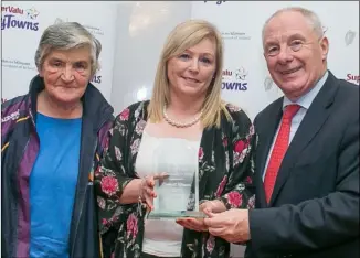  ??  ?? Angela Breen and Mary Gethings of Ferns Tidy Towns with Minister Michael Ring.