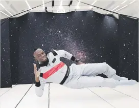  ?? Picture: Reuters ?? SPACE ADVENTURE. Retired sprinter Usain Bolt enjoys near zero-gravity conditions in a specially modified plane.