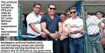  ??  ?? Sports Minister and FFSL President declaring open the artificial turf at Baddegana.