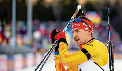 ?? Foto: Matthias Balk, dpa ?? In der Weltspitze angekommen: Der Allgäuer Biathlet Philipp Nawrath lief im Weltcup-Sprint von Ruhpolding auf den siebten Platz.