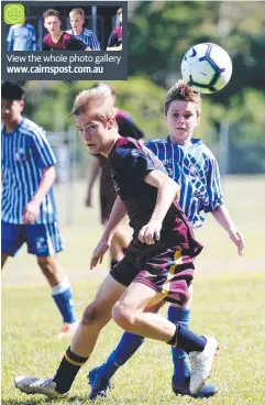  ?? Pictures: STEWART MCLEAN ?? View the whole photo gallery www.cairnspost.com.au HARD WORK: St Augustines' Tom Waddingham in action during the Bill Turner Cup game at Tiger Park.