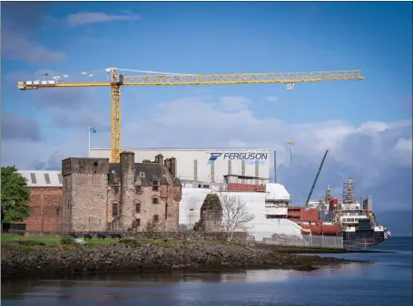  ?? ?? Ferguson Marine shipyard in Port Glasgow, Inverclyde, where the constructi­on of the two ferries is ongoing, with an estimated cost of at least £250m