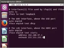  ??  ?? In the interfaces file you will see lines already present. Most likely they deal with the loopback interface and should be left alone. Add your changes below these.