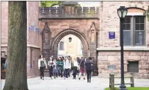  ?? Arnold Gold / Hearst Connecticu­t Media ?? Students on the Yale University campus in New Haven. Yale benefits from a number of federal grants.