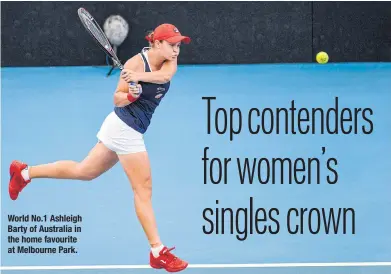  ??  ?? World No.1 Ashleigh Barty of Australia in the home favourite at Melbourne Park.