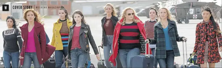  ??  ?? Anna Kendrick (center left) and Rebel Wilson (center right) and the rest of the “Pitch Perfect 3” cast. Below, Anthony Gonzalez voices the young boy Miguel in “Coco.”