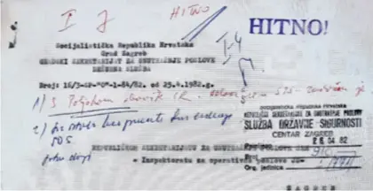  ?? ?? Sumnjive su postale i utakmice Cibone. Izvještaj Udbe o utakmici 24. travnja 1982. na kojoj je bilo 15 tisuća gledatelja i nakon koje je privedeno 38 osoba