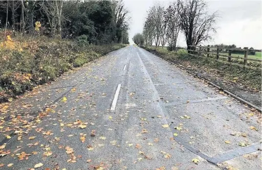  ??  ?? The ‘Old A40’ at Northleach and, below, material brought to the area from the Cotswolds canals project in a bid to fix the road