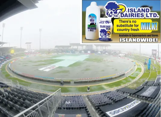  ?? RANDY BROOKS – CPL T20 ?? Rain stopped play yesterday during the Hero Caribbean Premier League match 25 between Jamaica Tallawahs and St Kitts & Nevis Patriots at the Brian Lara Cricket Academy in Trinidad and Tobago.