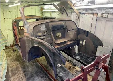  ??  ?? At last, the bodyshell is welded back together and stripped down, ready for grit blasting.