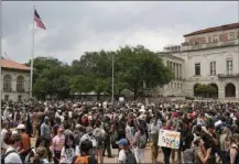  ?? Jay Janner/Austin American-Statesman photo via AP ?? Students gather for a pro-Palestinia­n protest the University of Texas on Thursday in Austin. at