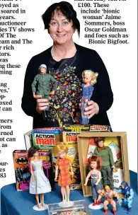  ??  ?? TOY STORY: Valuer Kathy Taylor with some of the sought-after figures