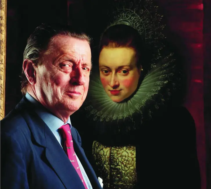  ?? AP ?? El barón Thyssen en una imagen tomada en Lugano junto al cuadro «Retrato de una joven dama con rosario» de Rubens