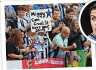  ?? ?? READ THIS: A Newcastle fan puts his own spin on the joke that Grealish, above, made