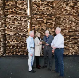  ??  ?? Emmerson’s children have helped him run the business for more than 30 years. Mark (far left) oversees corporate affairs and forest management, Caroline is head of the family’s foundation, and George (far right) heads up the sawmills and other...