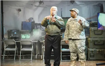  ??  ?? Alec Baldwin dressed as President Donald Trump, alongside Kenan Thompson in sketch for Saturday Night Live, Mar 11.