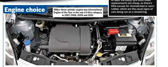  ??  ?? 998cc three-cylinder engine was Internatio­nal Engine of the Year in the sub-1.0-litre category
in 2007, 2008, 2009 and 2010.