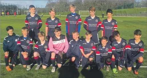  ??  ?? Oban Saints Under-14 team in their new playing kit kindly sponsored by Morrison Constructi­on, the main contractor­s building the new Oban High School.