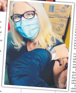  ?? ?? Tracey Spicer, pictured before she contracted Covid; and above, getting her Covid vaccinatio­n in August last year.