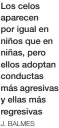  ?? J. BALMES ?? Los celos aparecen por igual en niños que en niñas, pero ellos adoptan conductas más agresivas y ellas más regresivas