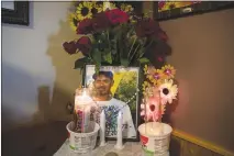  ?? VICTOR J. BLUE / THE NEW YORK TIMES ?? An altar to Adrián Luna is set up at his sister’s house in St. Anthony, Idaho. Luna died trying to cross the California desert to return to his family in Idaho after being deported to Mexico by Immigratio­n and Customs Enforcemen­t last year.