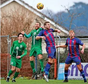  ?? Picture: Ashton & Backwell FC ?? Action from Ashton & Backwell’s Toolstatio­n League Premier Division game against Mousehole (green shirts) last season