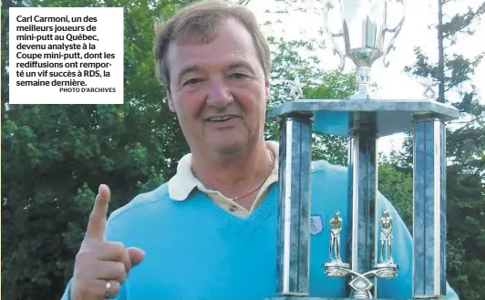  ?? PHOTO D’ARCHIVES ?? Carl Carmoni, un des meilleurs joueurs de mini-putt au Québec, devenu analyste à la Coupe mini-putt, dont les rediffusio­ns ont remporté un vif succès à RDS, la semaine dernière.