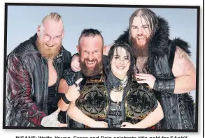 ??  ?? INSANE: Wolfe, Young, Cross and Dain celebrate title gold for SAnitY