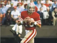  ?? Anonymous / Associated Press ?? San Francisco 49ers quarterbac­k Joe Montana in 1981, when he led the franchise to its first Super Bowl title.