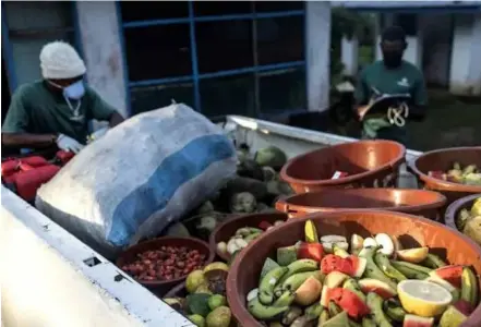  ?? ?? HEALTHY DIET: The chimps tuck into about 10 tonnes of food each month.