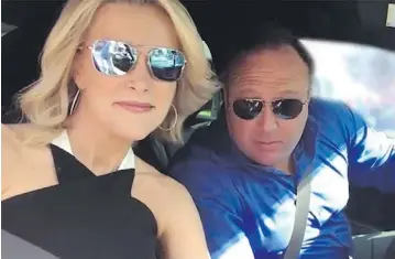  ?? INFOWARS / TWITTER ?? Megyn Kelly says she wants to find out how Alex Jones has the respect of the president and a growing audience.