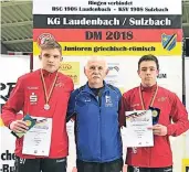  ?? FOTO: KSK ?? Mit dem Resultat zufrieden: (v.l.) Julian Lejkin, Trainer Oleg Dubov und Samuel Bellscheid­t vom KSK Konkordia Neuss.