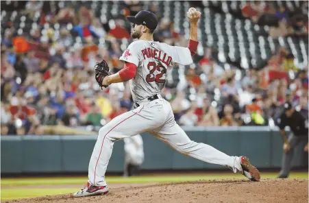  ?? AP PHOTOS ?? ROUNDING INTO FORM: Rick Porcello (above) scattered six hits over six shutout innings last night in Baltimore as the Red Sox beat the Orioles, 5-3. The Sox never trailed after a second-inning home run from Mitch Moreland (right), who gets...