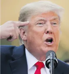  ?? CHIP SOMODEVILL­A / GETTY IMAGES ?? U.S. President Donald Trump calls journalist­s “loco,” Spanish for “crazy,” during a news conference Monday.